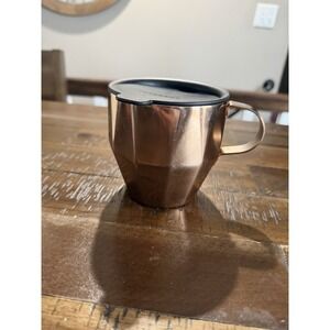 2014 Starbucks Travel Coffee Tea Mug Cup w/Lid - Geometric Copper Color 14 oz